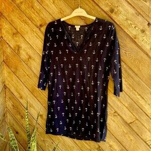 J. Crew medium navy blue anchor print tunic